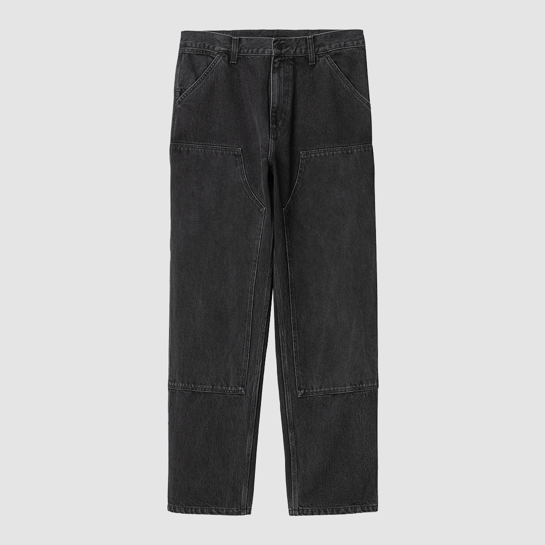 Double Knee Pant Black Stone Washed