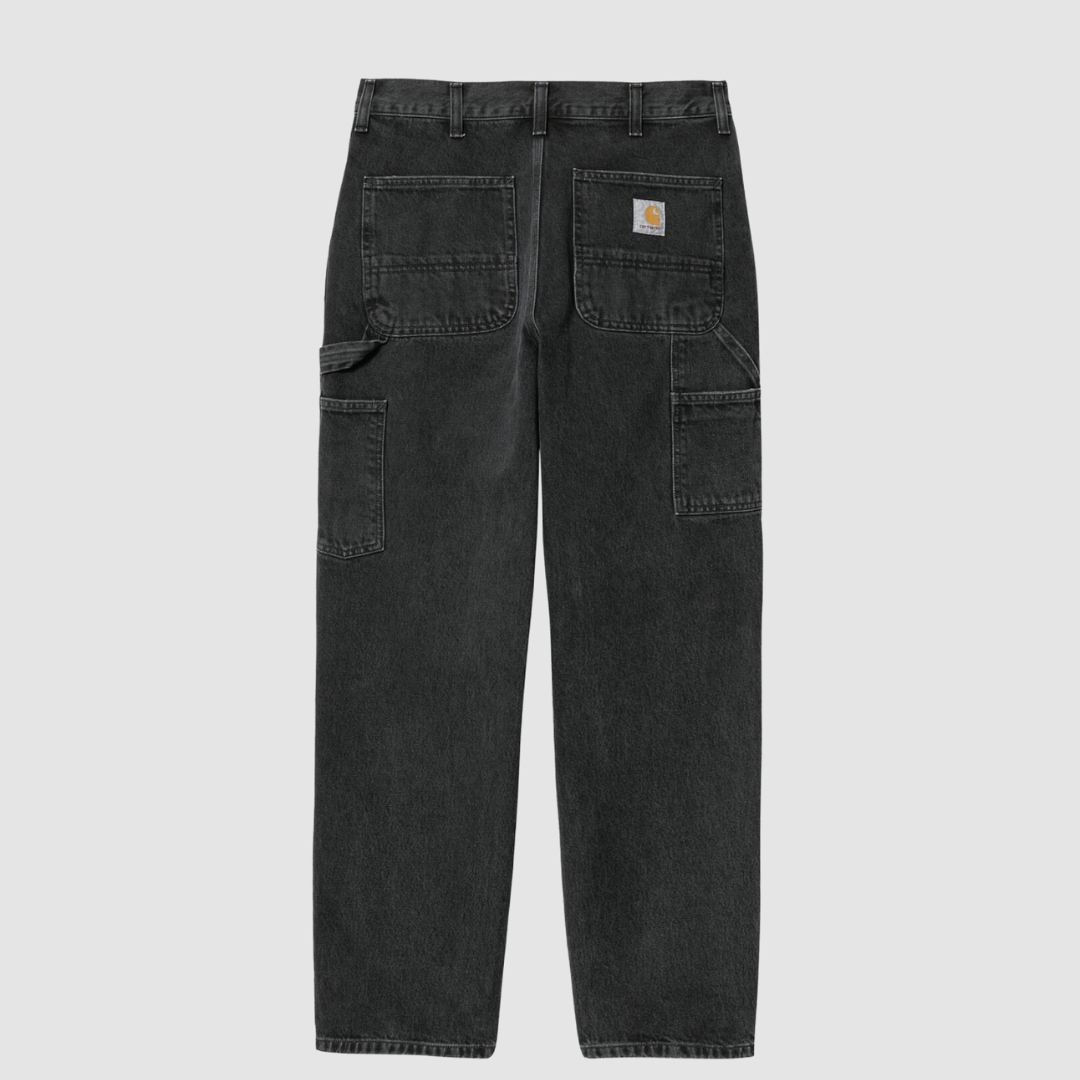 Single Knee Pant Black Garment Dyed