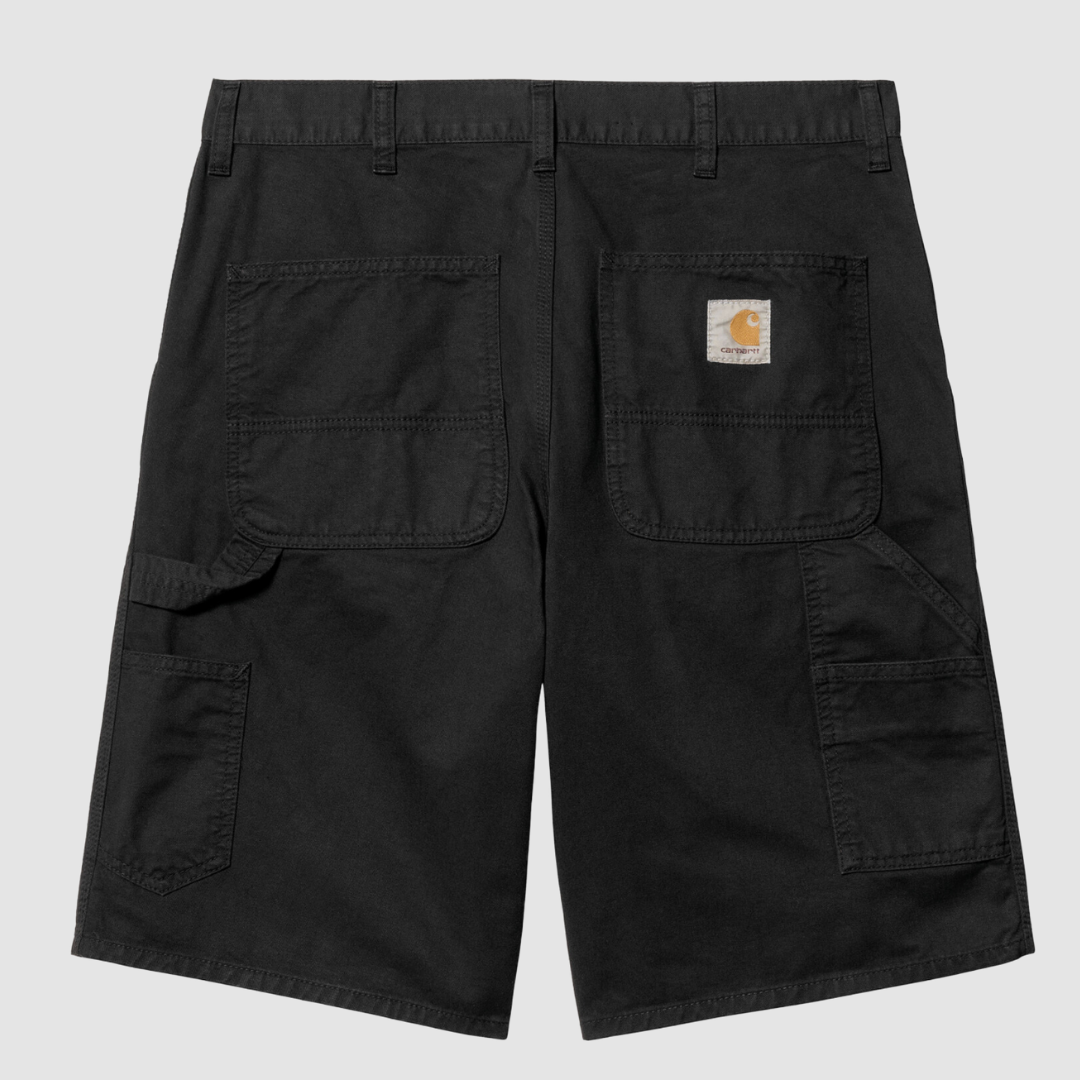 Single Knee Short Black Garment Dyed