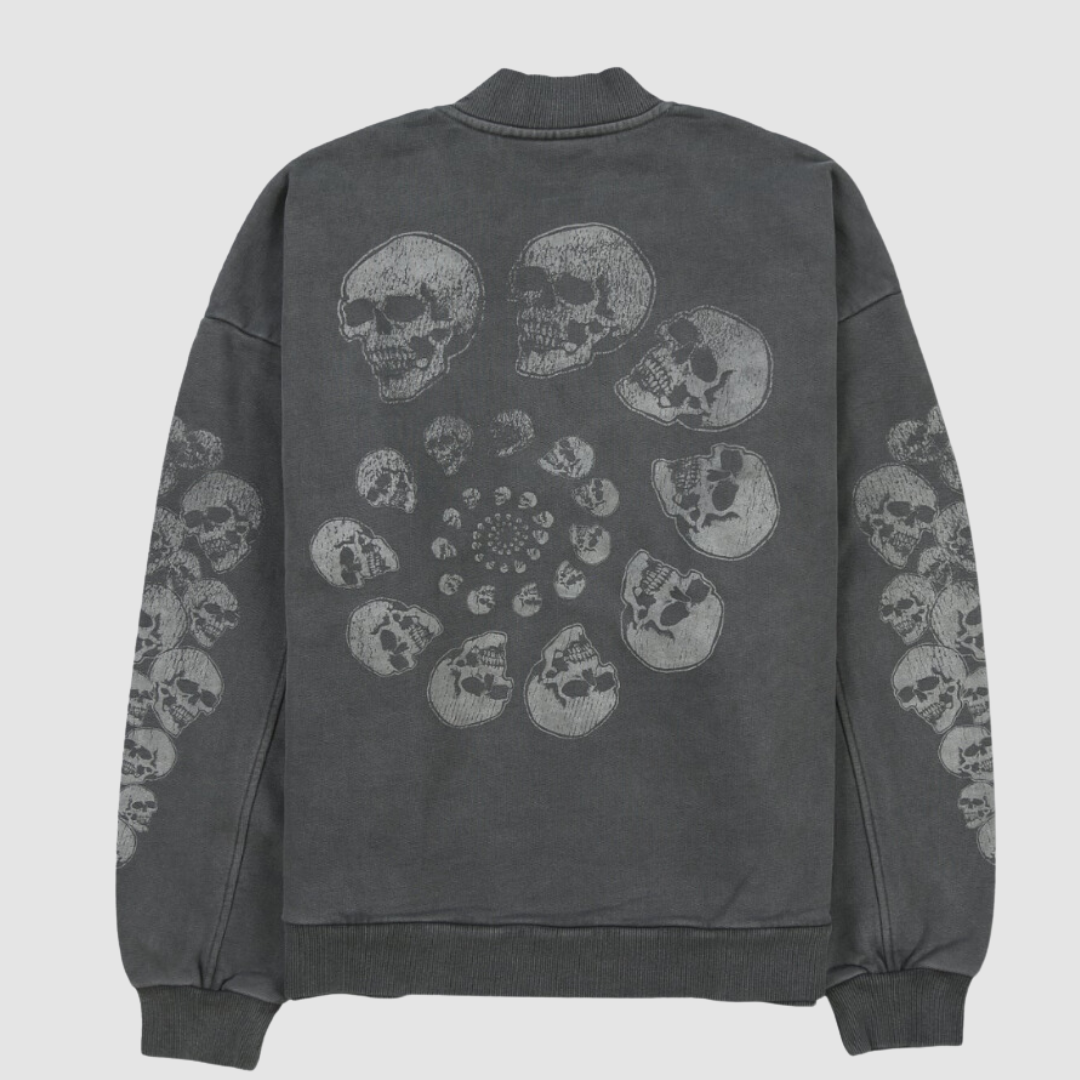 Skull Spiral Quarter Zip Sweat Black