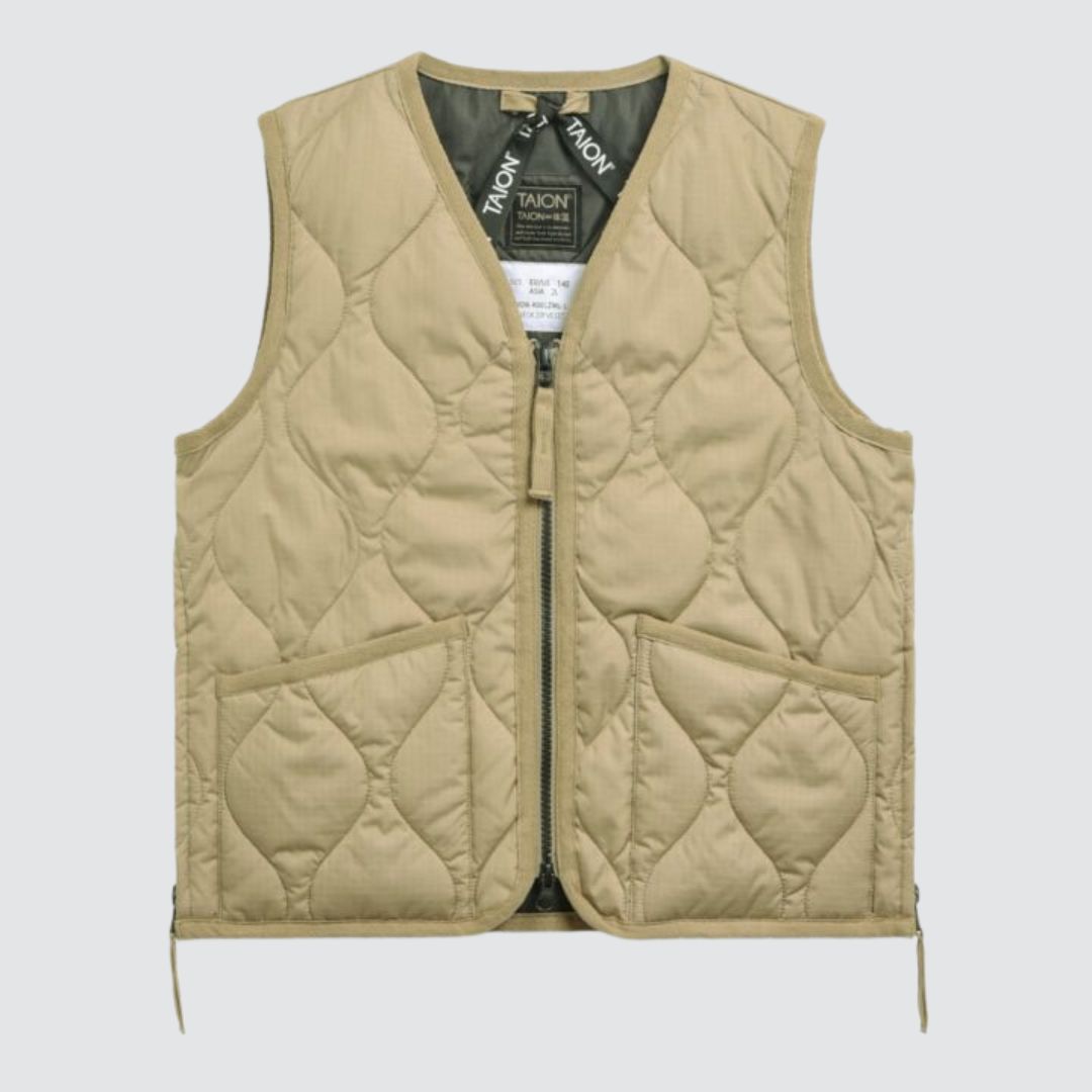 Kids Military Zip V Neck Vest Coyote