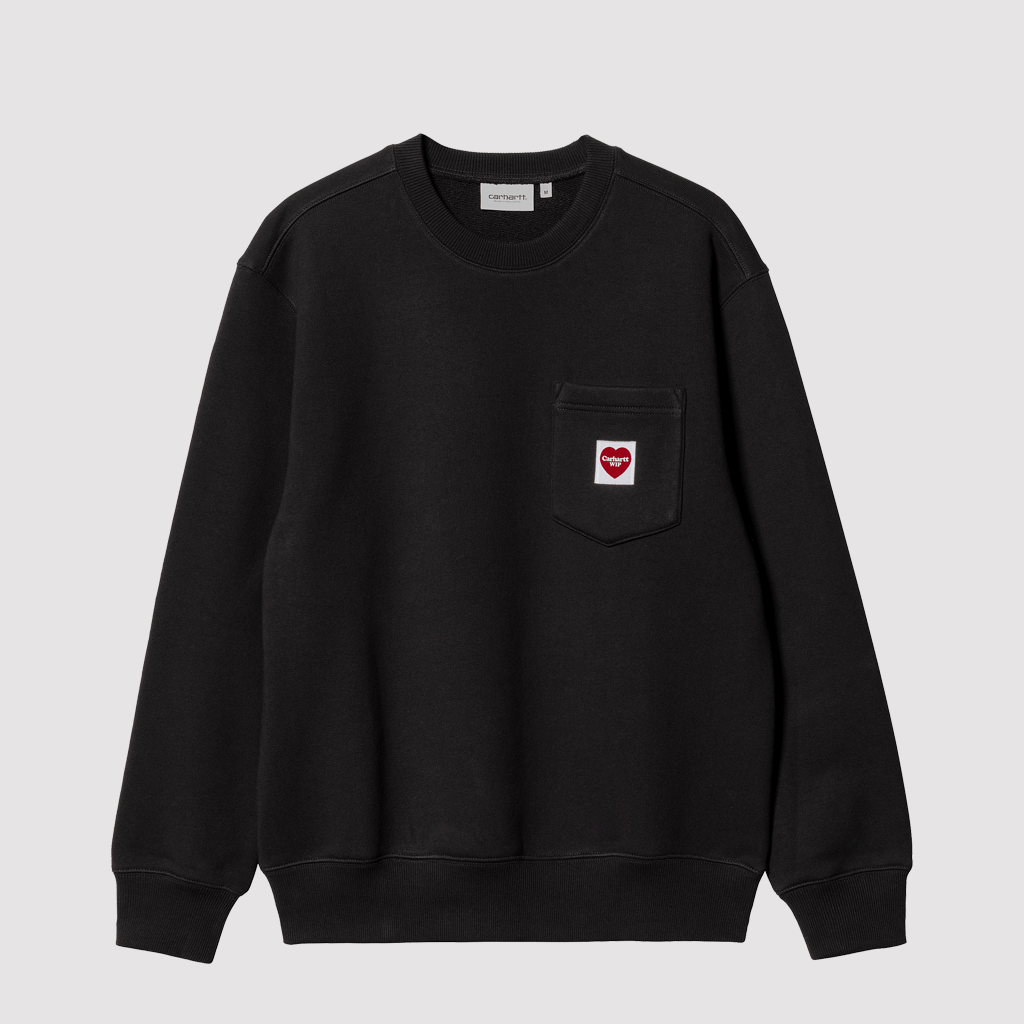 Heart Pocket Sweat Black