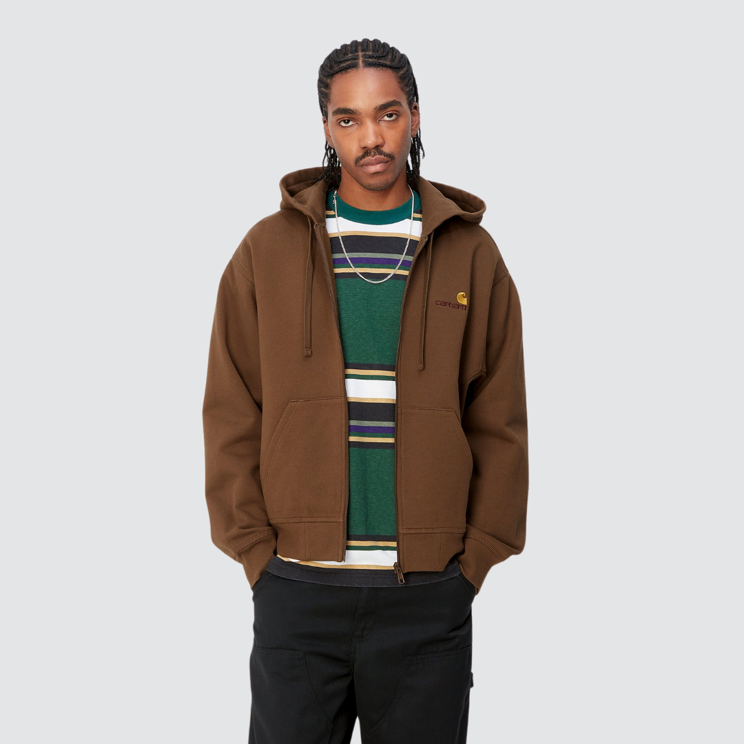 Hooded American Script Jacket Lumber