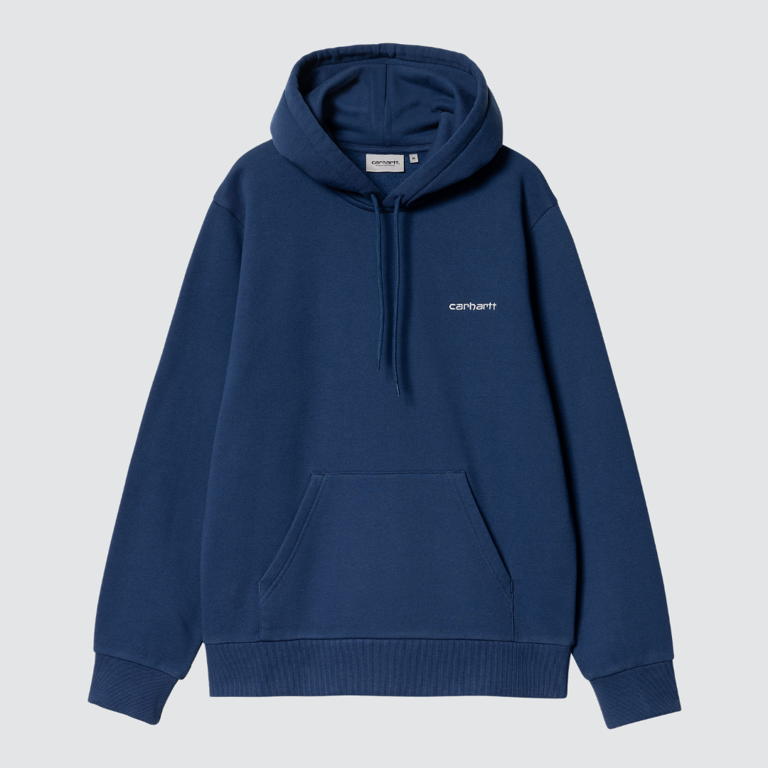 Hooded Script Embroidery Sweat Elder / White