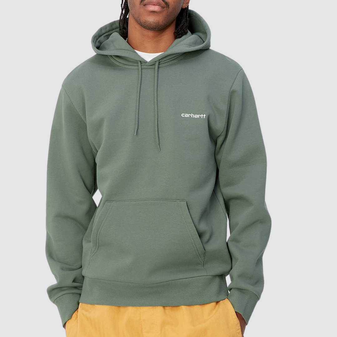 Hooded Script Embroidery Sweat Park / White