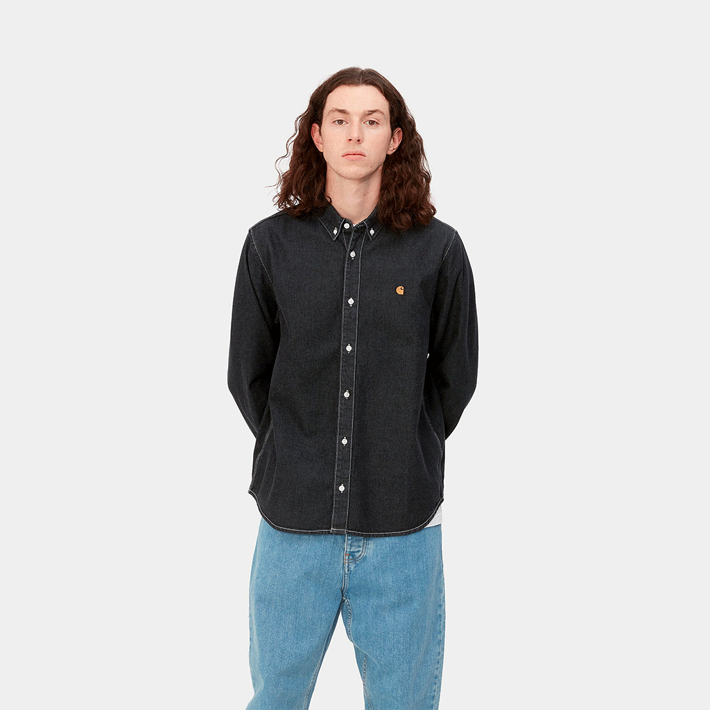 L/S Weldon Shirt Black Stone Washed