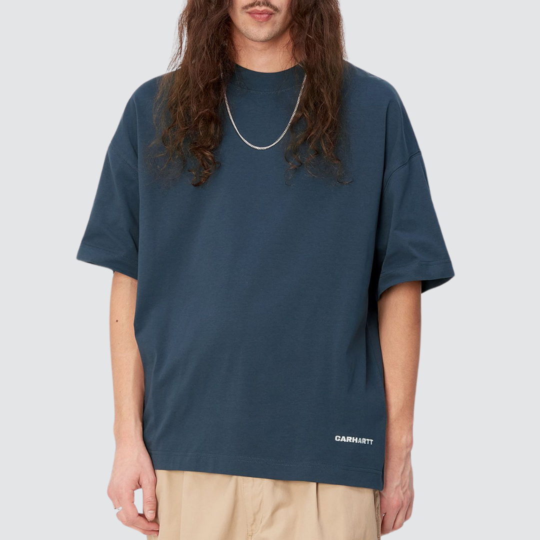 S/S Link Script T-Shirt Blue / White