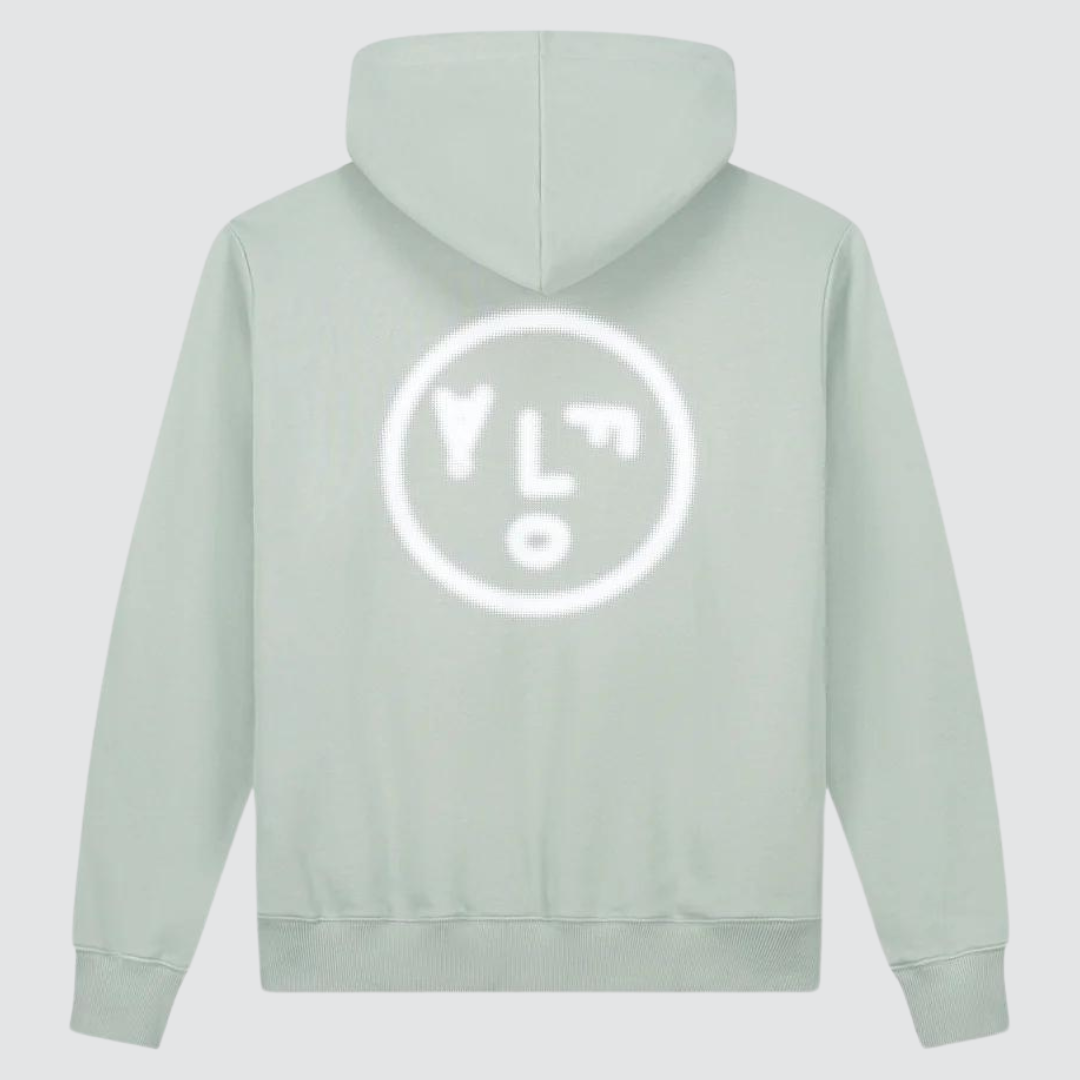 Pixelated Face Hoodie Pale Green
