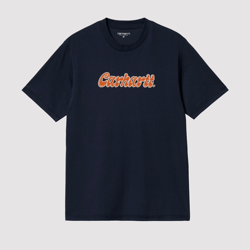 S/S Liquid Script T-Shirt Blue