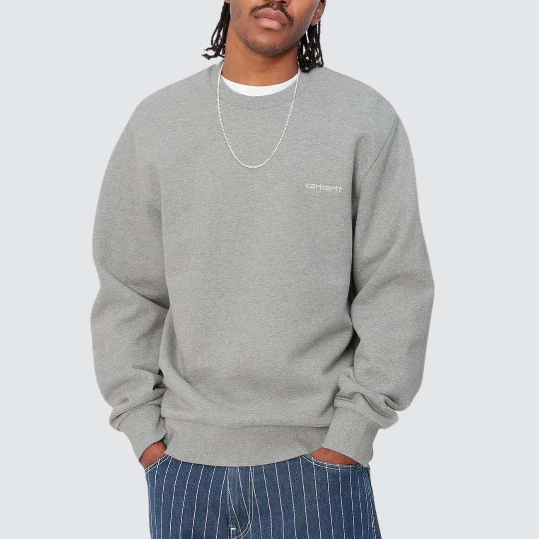 Script Embroidery Sweat Grey Heather / White