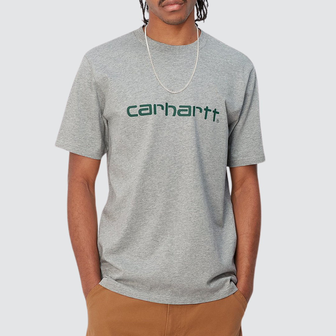 S/S Script T-Shirt Grey Heather / Chervil