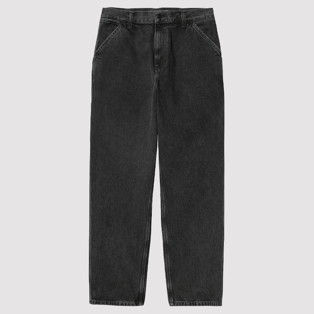 Single Knee Pant Black Stone Washed