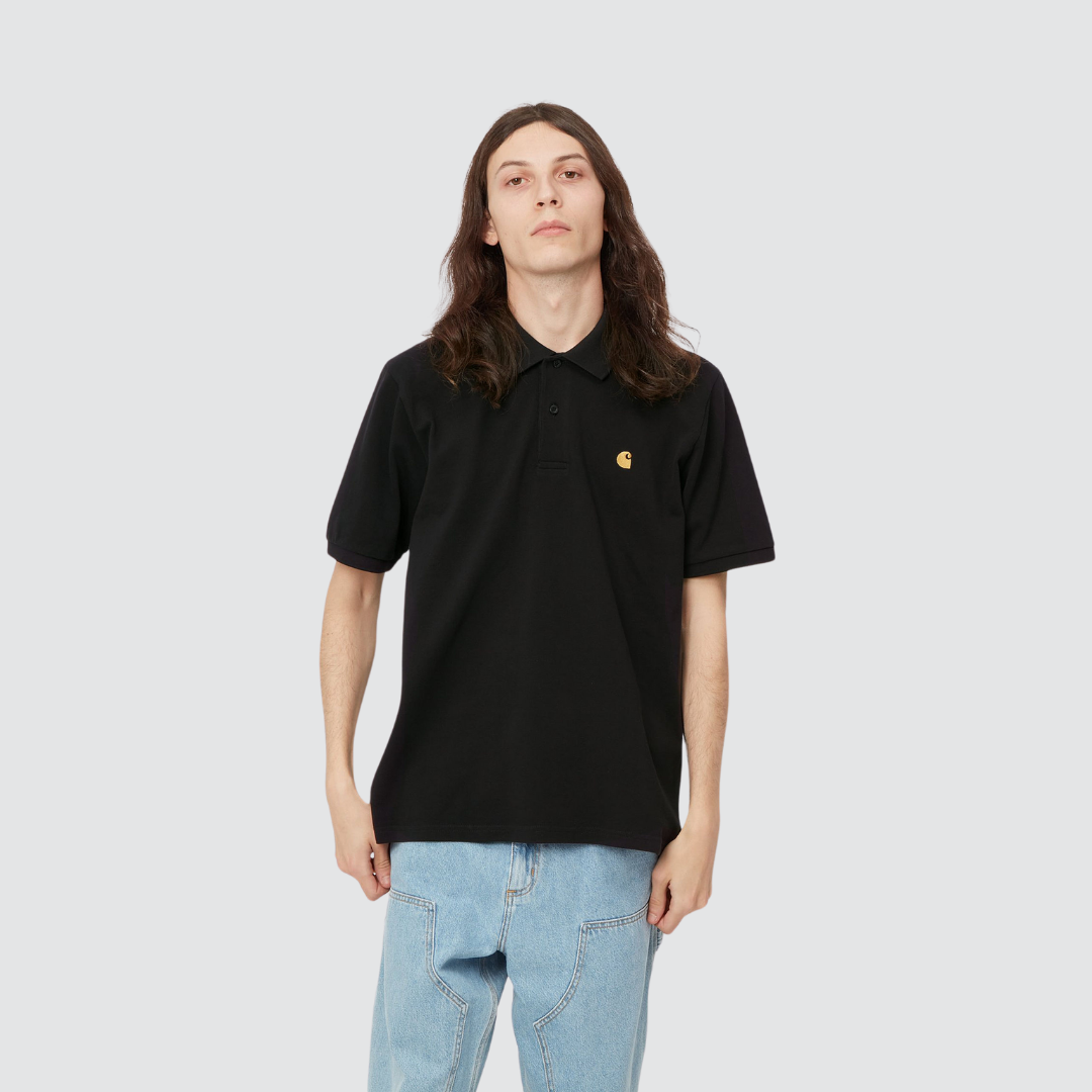 S/S Chase Pique Polo Black / Gold