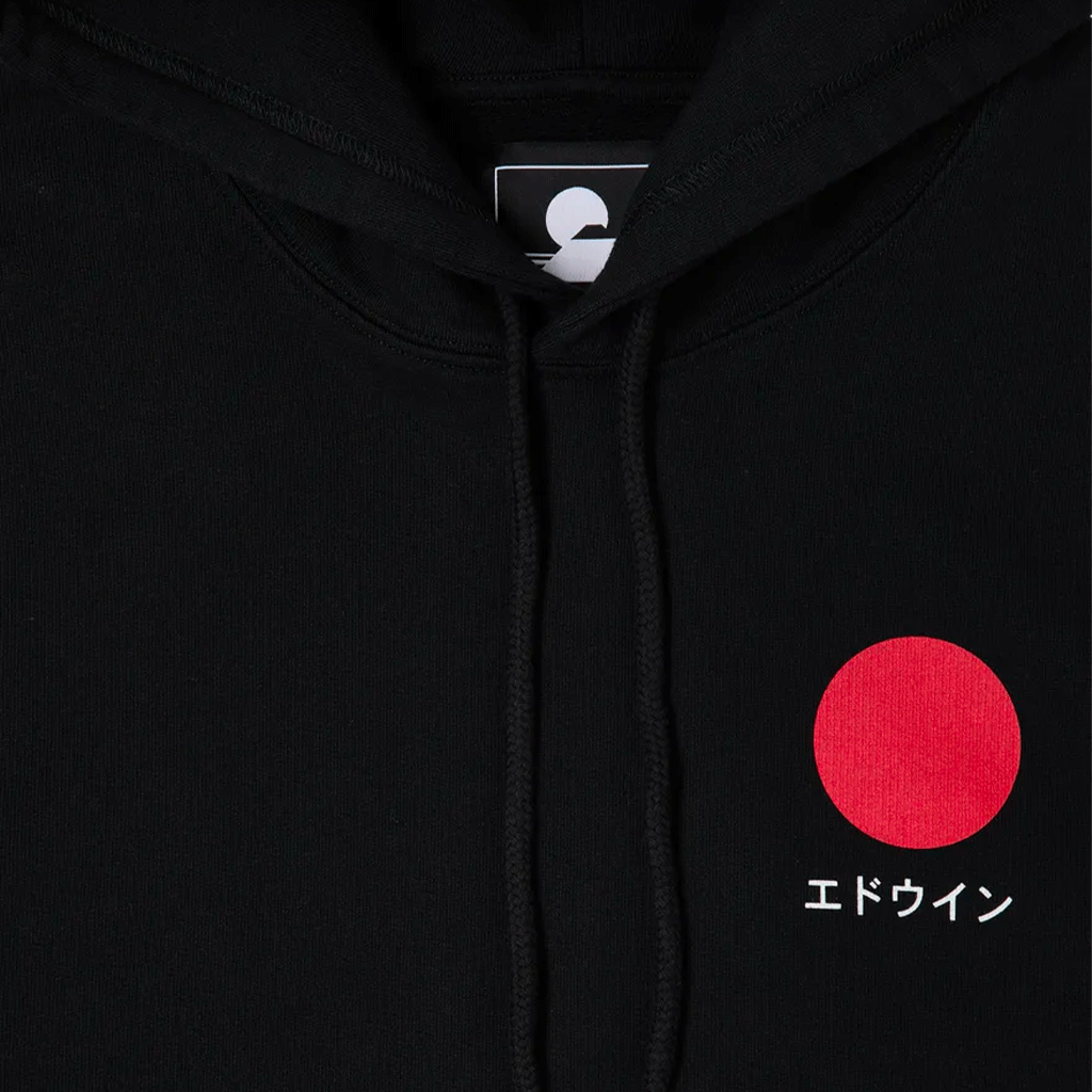 Japanese Sun Hoodie Sweat Black Garment Washed