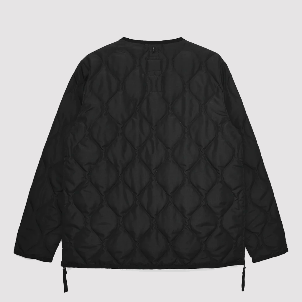 Military Zip V-Neck Down Jacket Black