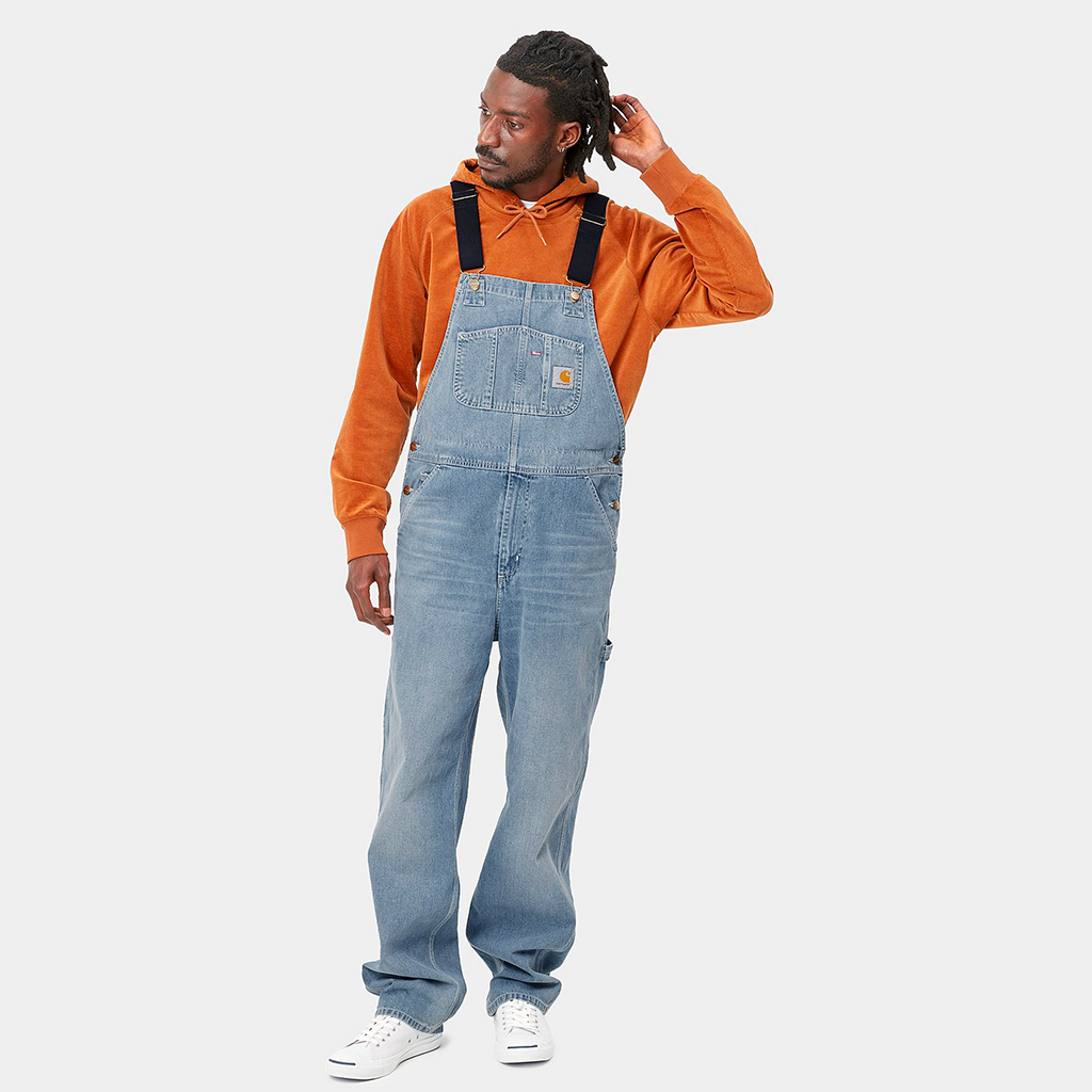 Bib Overall Blue Worn Bleached
