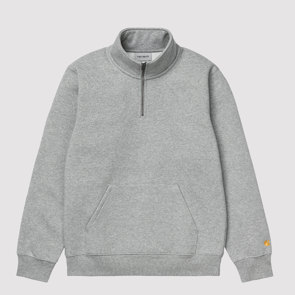 Chase Neck Zip Sweat Grey Heather / Gold