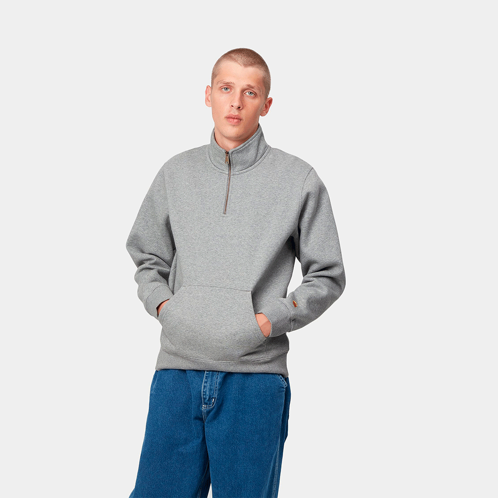 Chase Neck Zip Sweat Grey Heather / Gold