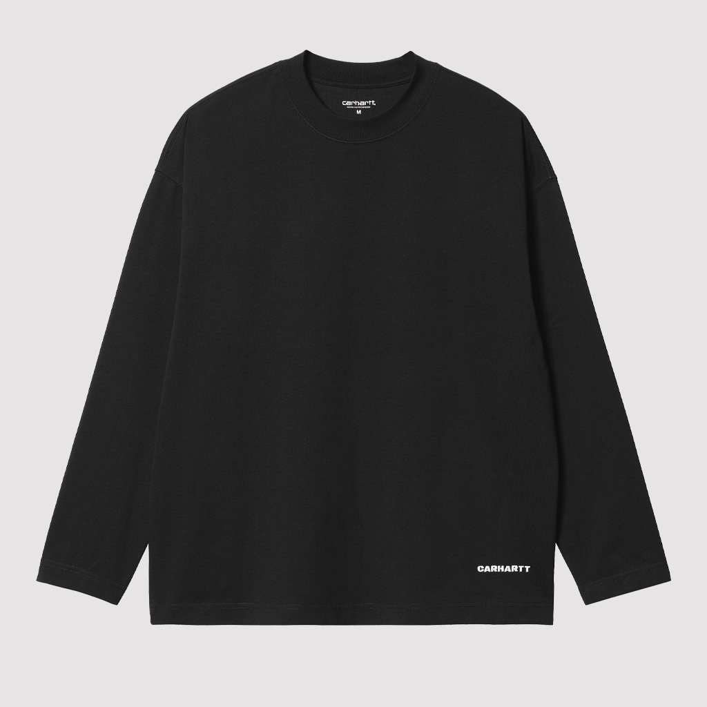 L/S Link Script T-Shirt Black White