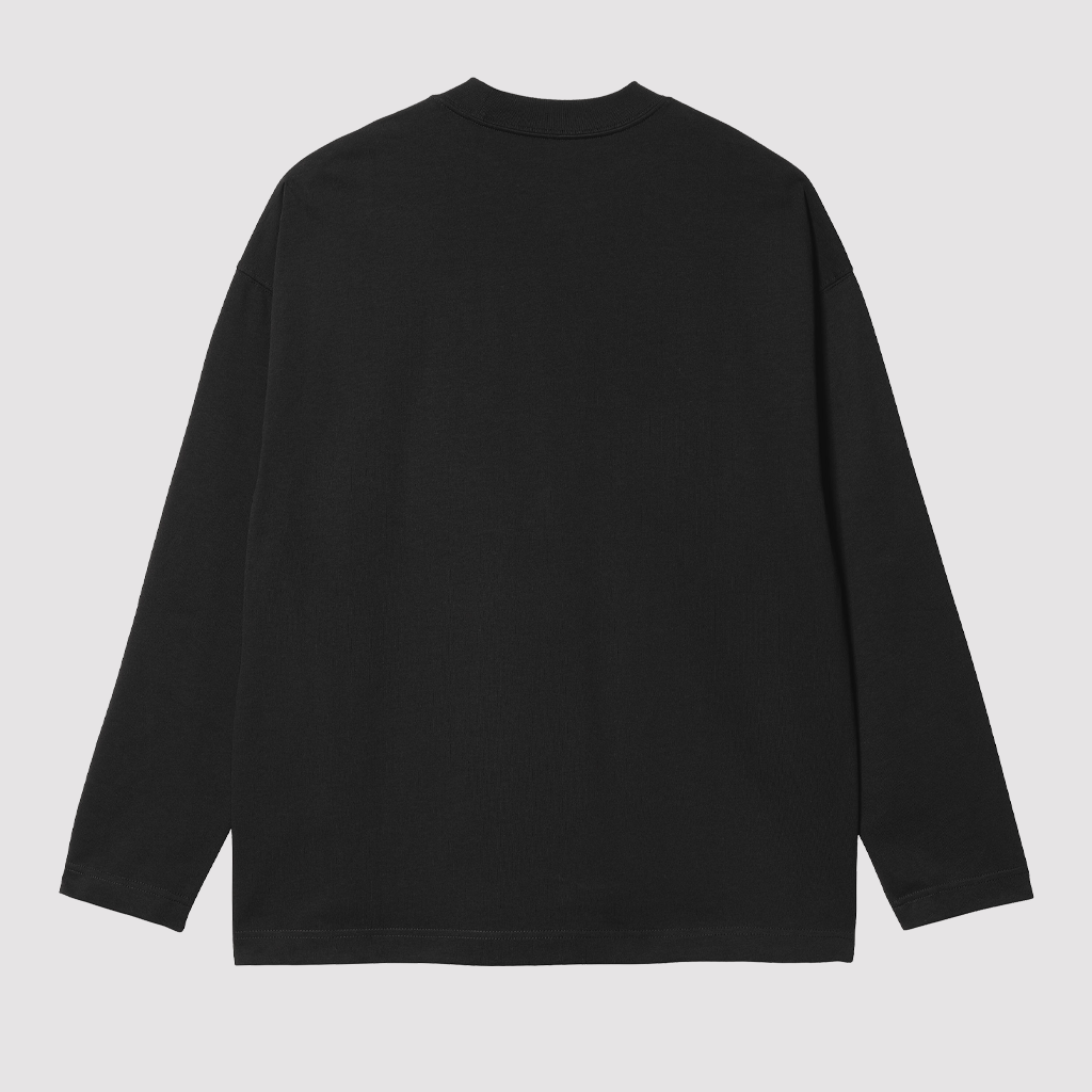 L/S Link Script T-Shirt Black White