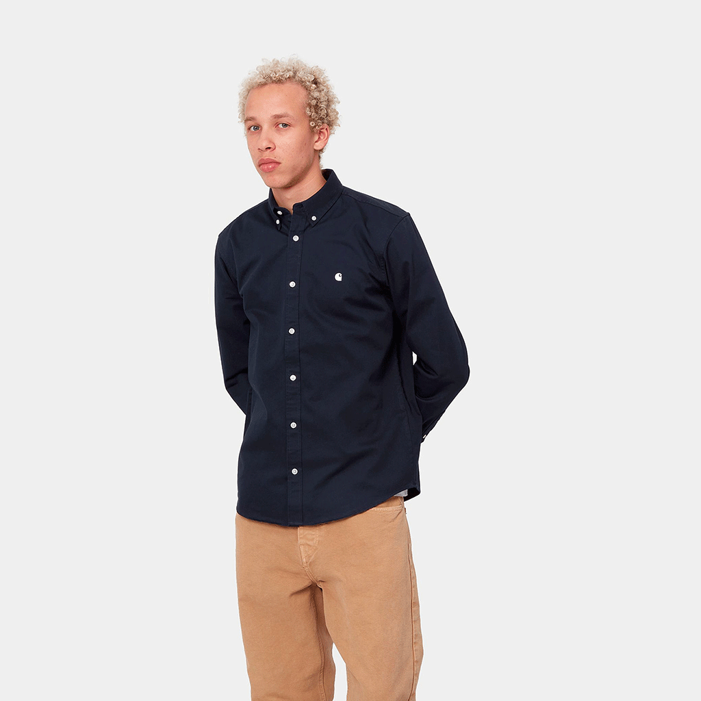 L/S Madison Shirt Dark Navy / White