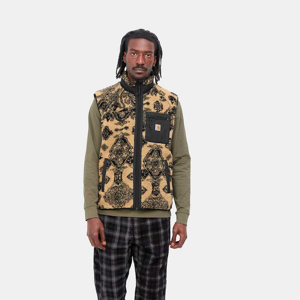 Prentis Vest Liner Verse Jacquard Dusty H Brown Soot / Black