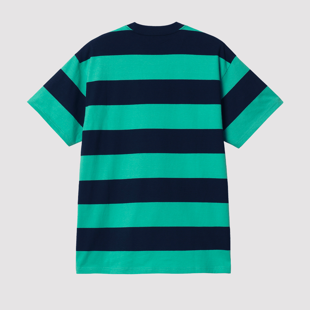 S/S Dampier T-Shirt Stripe Dark Navy / Aqua Green