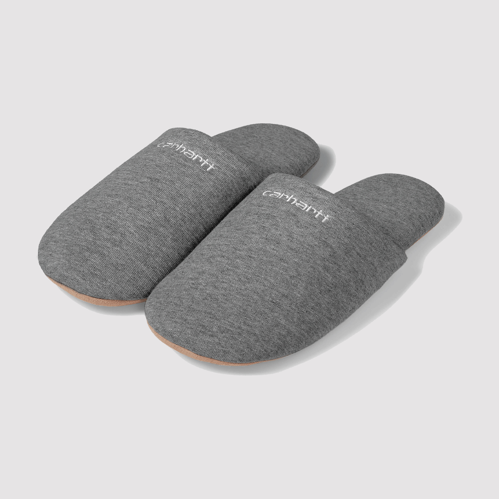 Script Embroidery Slippers Dark Grey Heather
