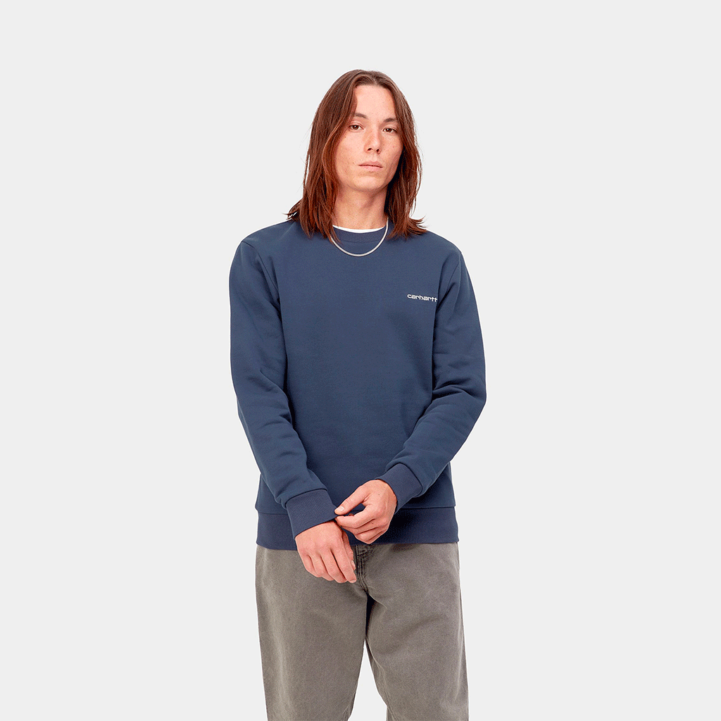Script Embroidery Sweat Enzian / White