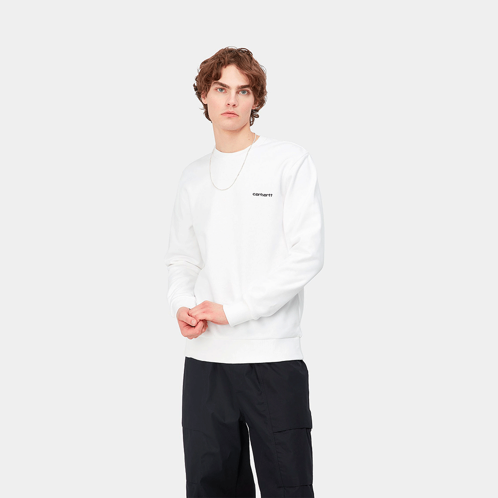 Script Embroidery Sweat White / Black