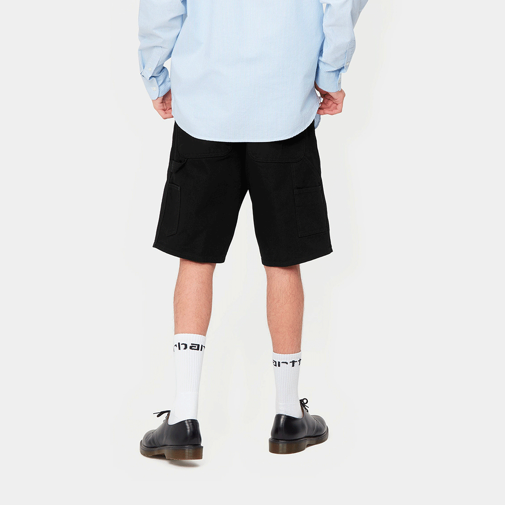 Single Knee Short Black Rinsed