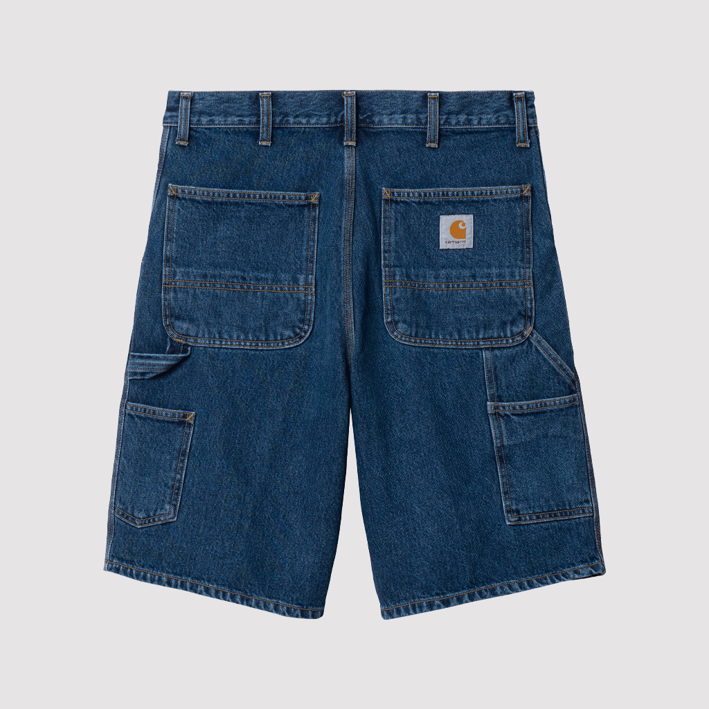 Single Knee Short Blue Stone Washed