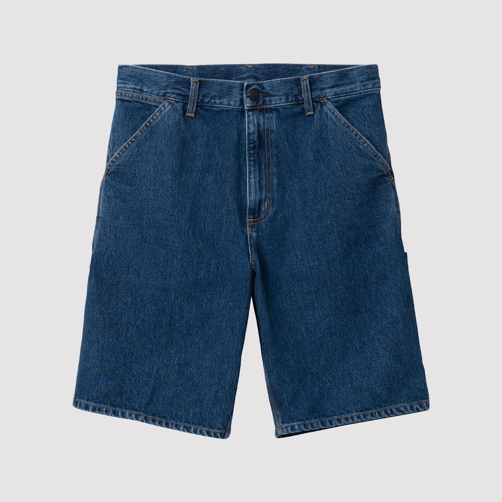 Single Knee Short Blue Stone Washed