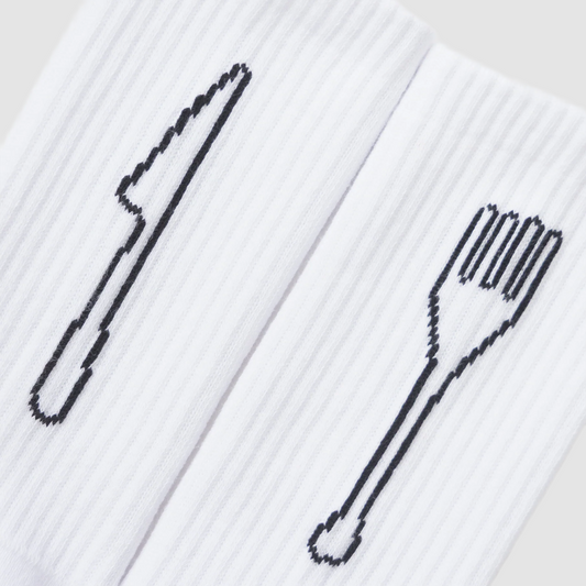 Knife & Forks Socks White