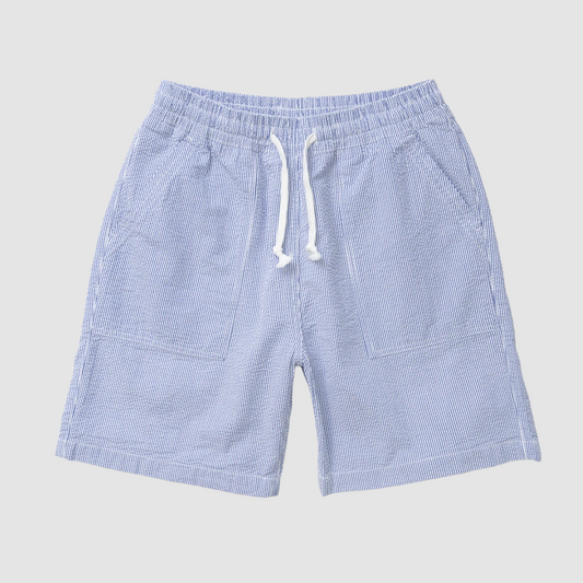 Seersucker Chef Shorts Navy Stripe