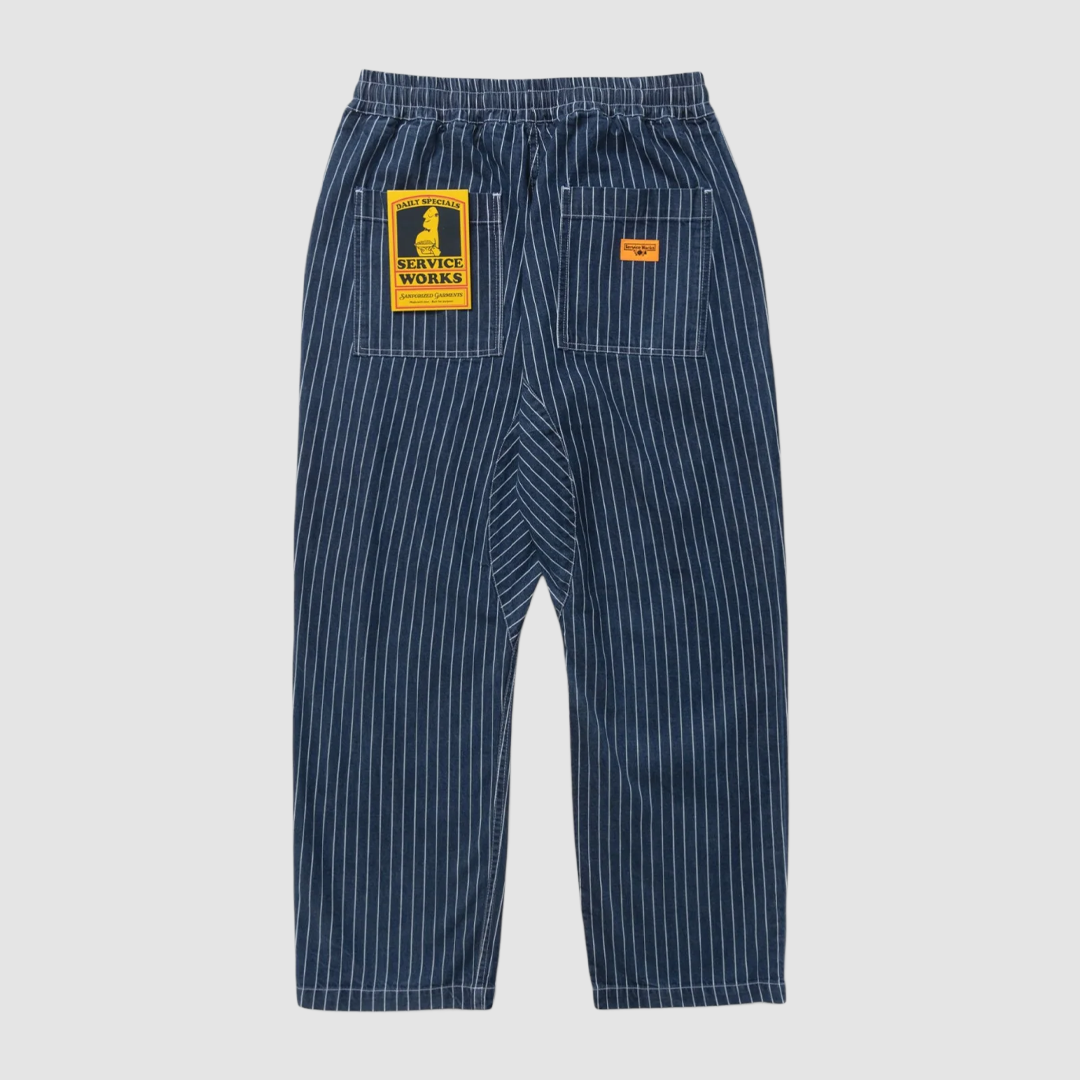 Pinstripe Denim Chef Pants Indigo
