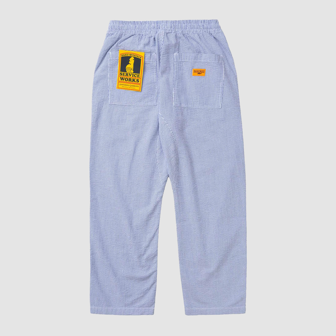 Seersucker Chef Pants Navy Stripe