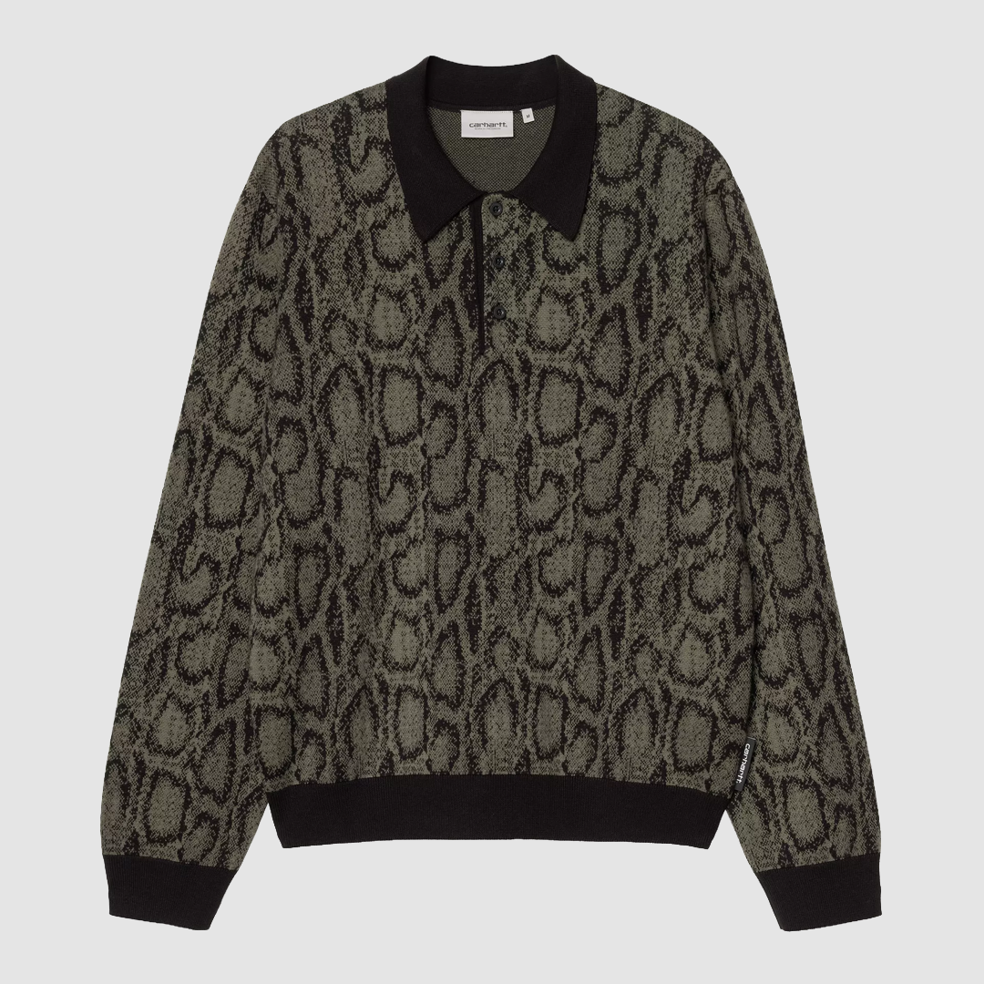 L/S Snake Polo Camo Jacquard Leaf