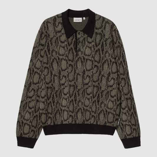 L/S Snake Polo Camo Jacquard Leaf