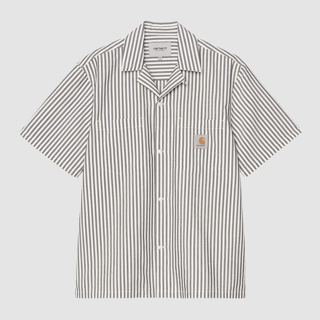 S/S Leavel Shirt Stripe Black / Wax