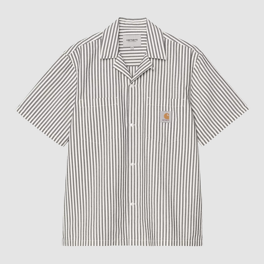S/S Leavel Shirt Stripe Black / Wax