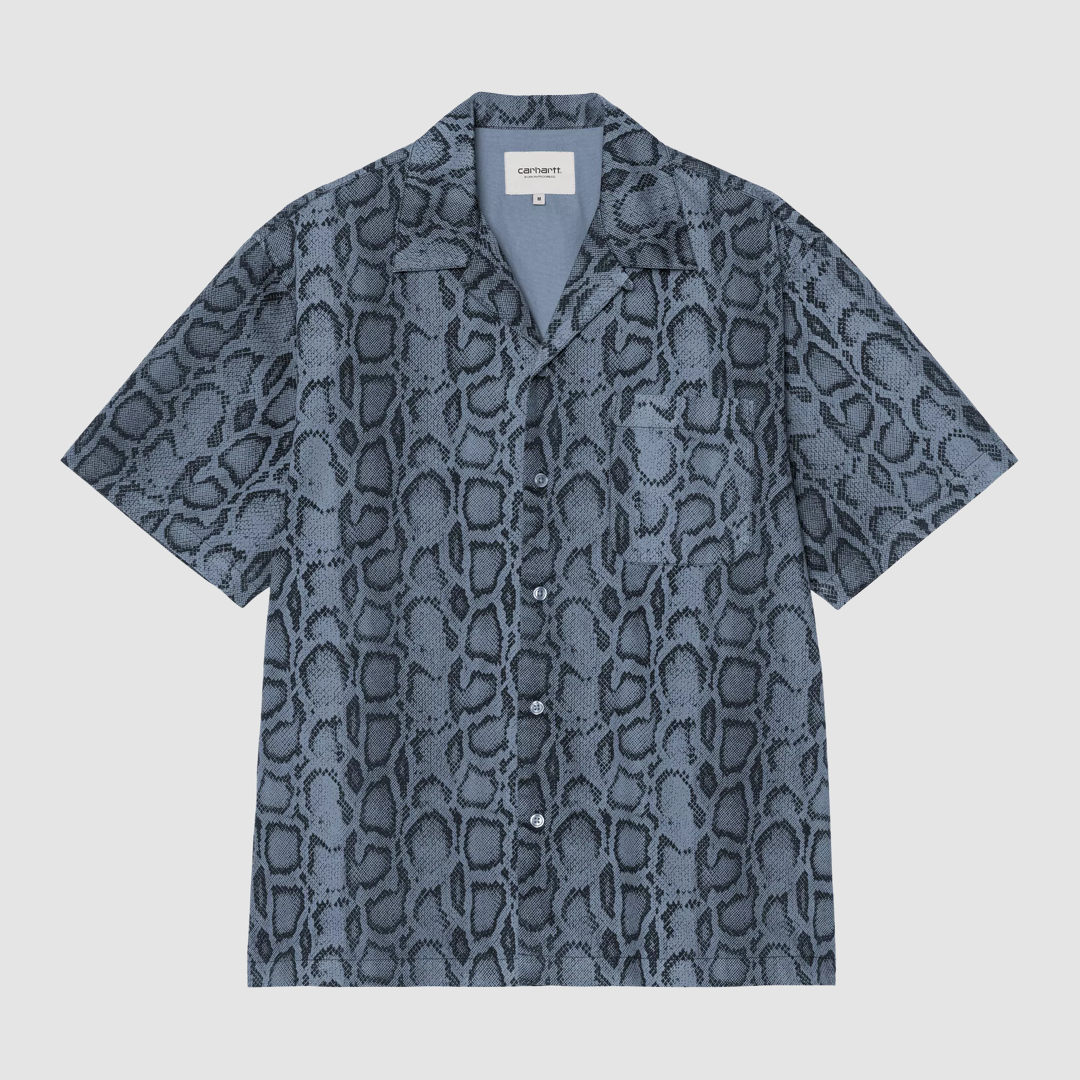 S/S Snake Camo Shirt Velvet Blue Garment Dyed