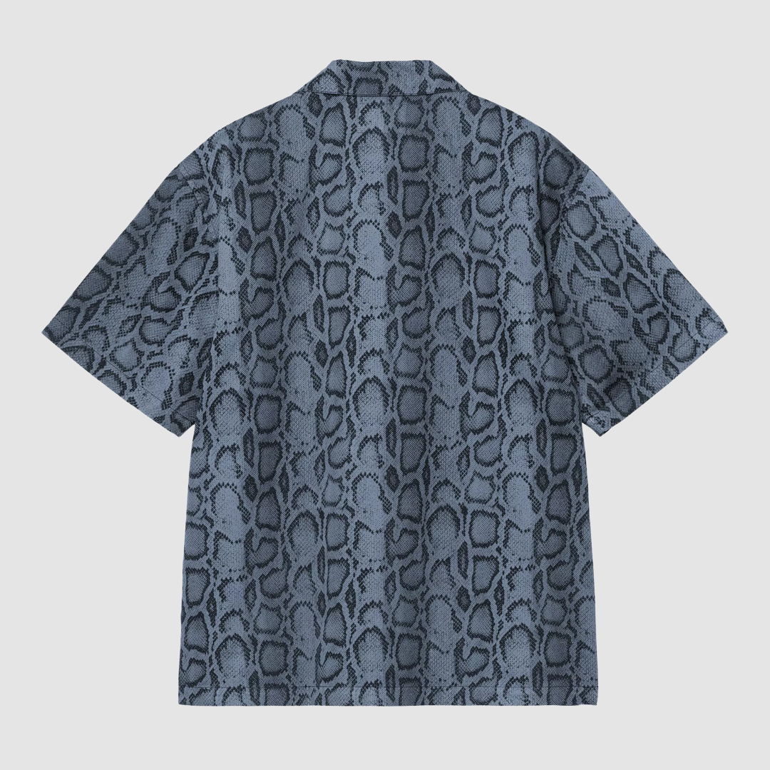 S/S Snake Camo Shirt Velvet Blue Garment Dyed
