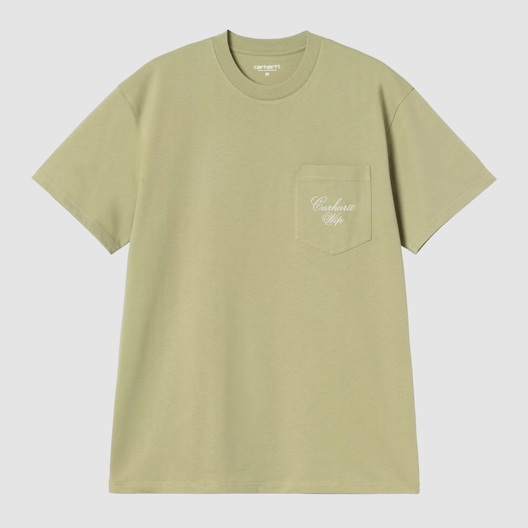 S/S Longhand Pocket T-Shirt Gentle Green / White