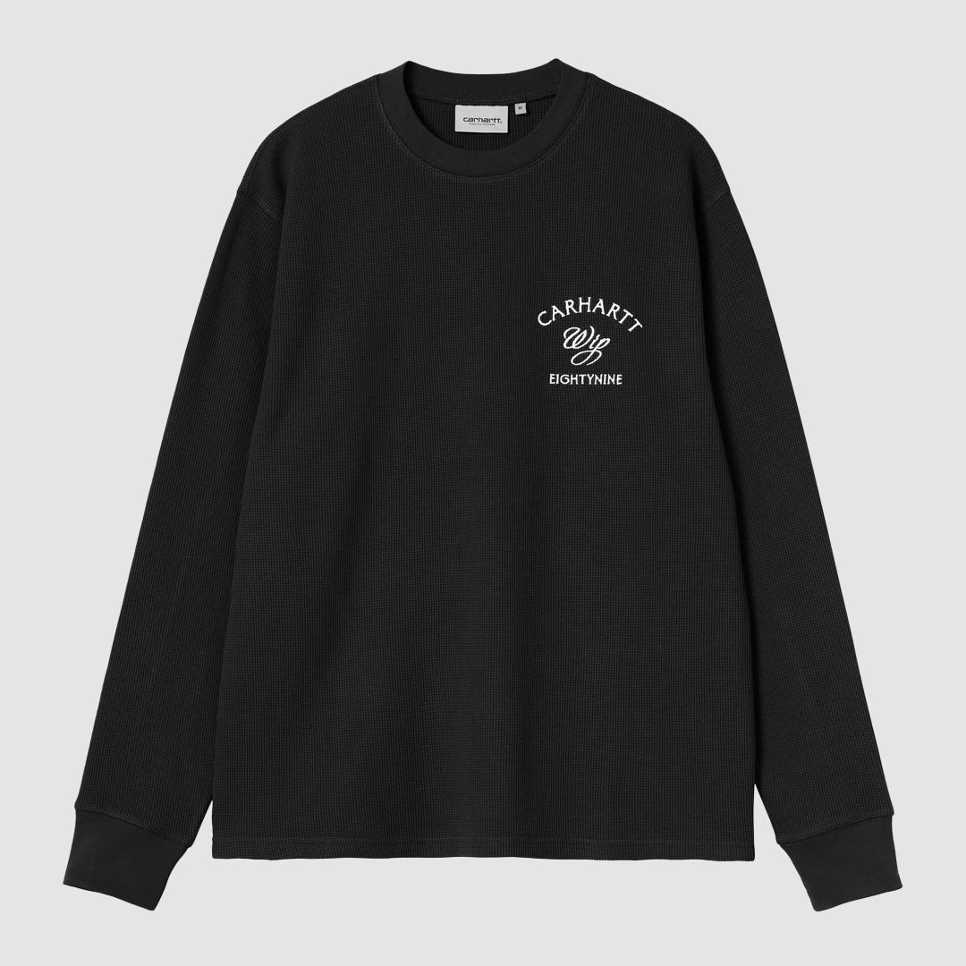L/S Eightynine Waffle T-Shirt Black / White
