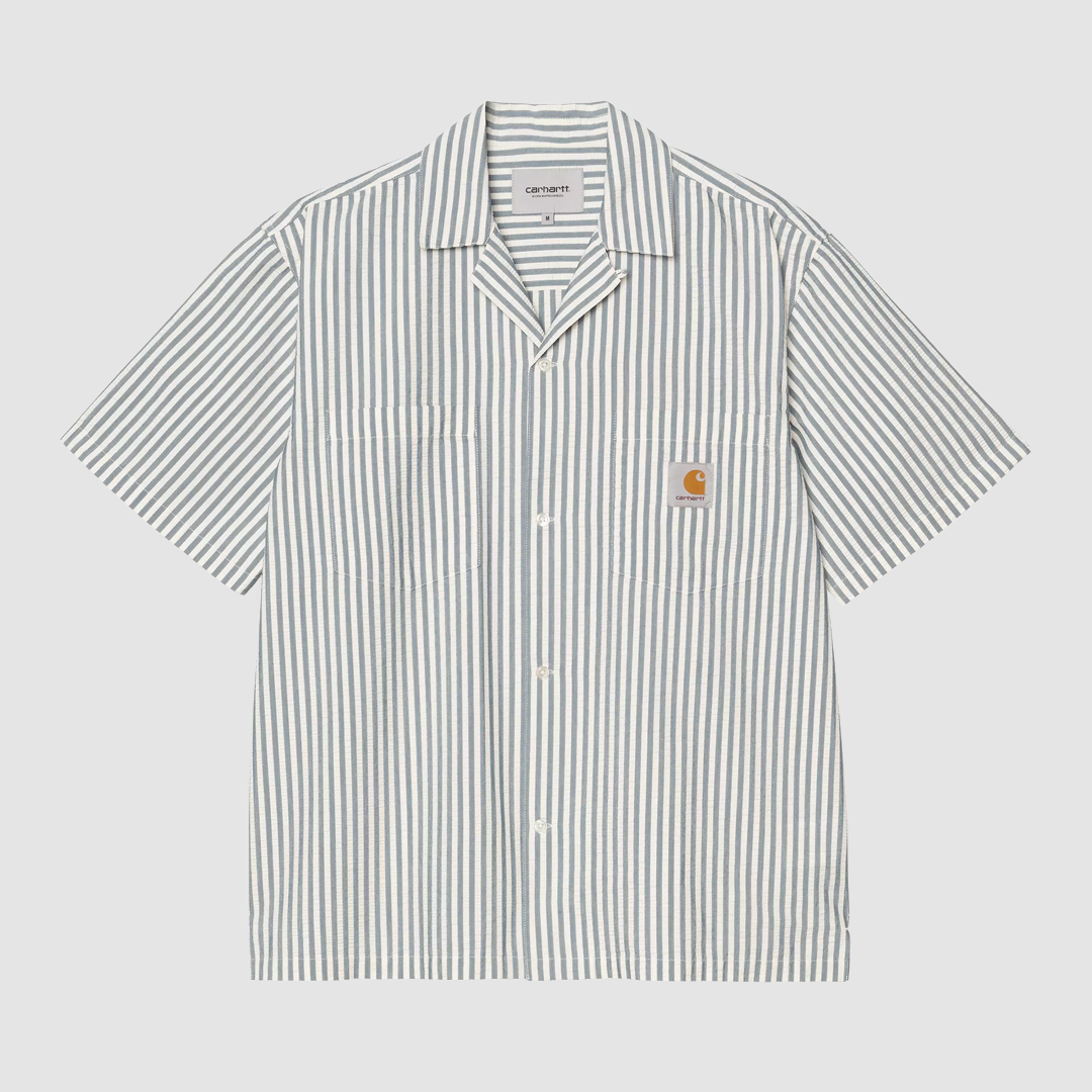 S/S Leavel Shirt Leavel Stripe Blue River