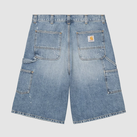 OG Single Knee Short Blue Destroy Wash Splatter