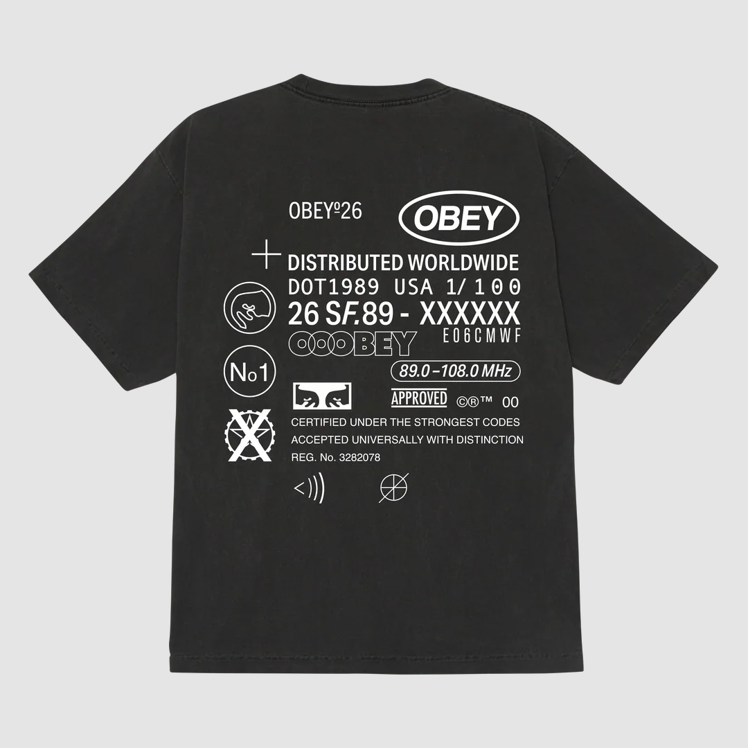 Obey Code Pigment Dusty Black T-Shirt