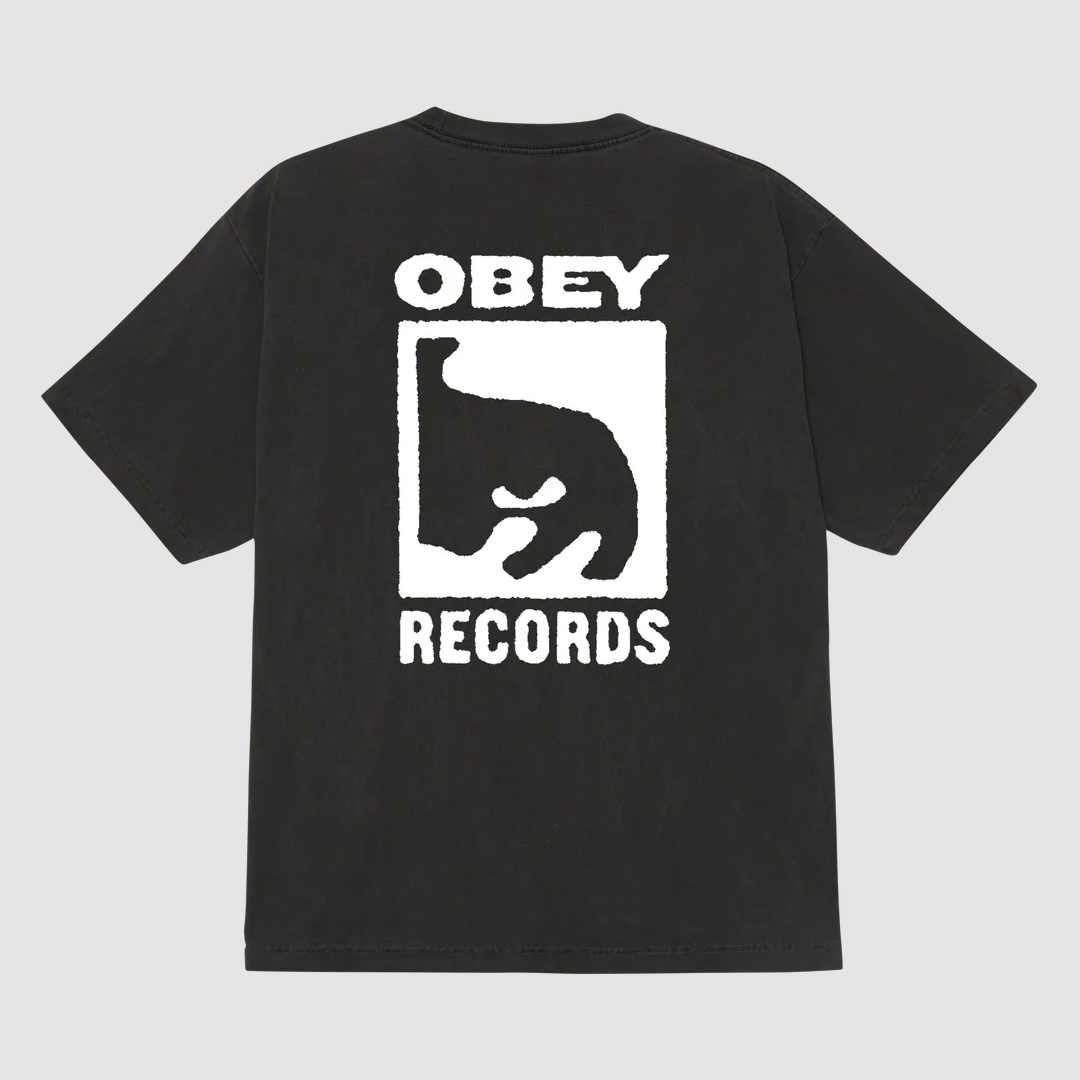Obey Records Icon Pigment T-Shirt Dusty Black