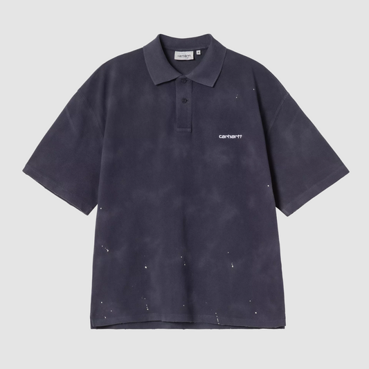 S/S Painter Polo Dark Navy Destroy Wash Splatter